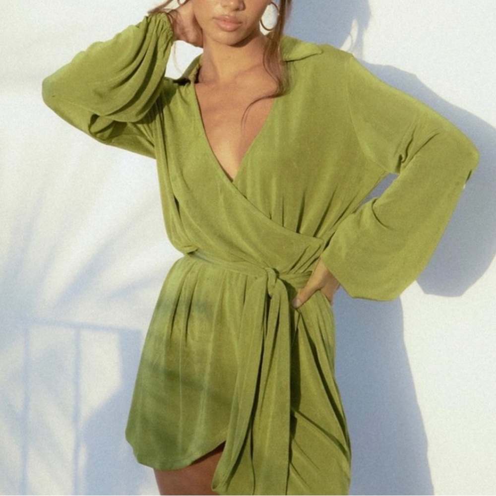 Princess Polly Green Wrap Dress NWT